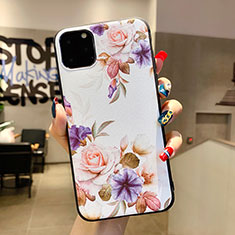 Coque Silicone Fleurs Souple Couleur Unie Etui Housse H04 pour Apple iPhone 11 Pro Max Blanc