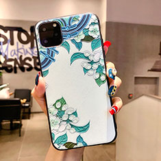 Coque Silicone Fleurs Souple Couleur Unie Etui Housse H05 pour Apple iPhone 11 Pro Max Bleu