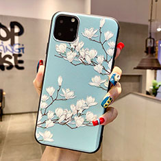 Coque Silicone Fleurs Souple Couleur Unie Etui Housse H07 pour Apple iPhone 11 Pro Cyan