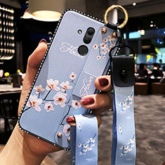 Coque Silicone Fleurs Souple Couleur Unie Etui Housse H08 pour Huawei Mate 20 Lite Bleu Ciel