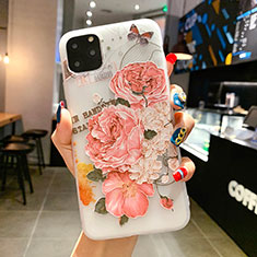 Coque Silicone Fleurs Souple Couleur Unie Etui Housse H15 pour Apple iPhone 11 Pro Max Rose