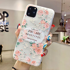 Coque Silicone Fleurs Souple Couleur Unie Etui Housse H17 pour Apple iPhone 11 Pro Max Rose