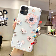 Coque Silicone Fleurs Souple Couleur Unie Etui Housse H19 pour Apple iPhone 11 Blanc