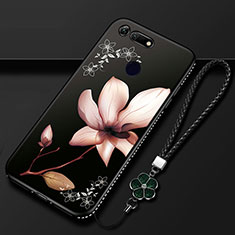 Coque Silicone Fleurs Souple Couleur Unie Etui Housse K01 pour Huawei Honor V20 Noir