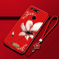 Coque Silicone Fleurs Souple Couleur Unie Etui Housse K01 pour Huawei Honor V20 Vin Rouge