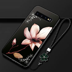 Coque Silicone Fleurs Souple Couleur Unie Etui Housse K01 pour Samsung Galaxy S10 5G Marron