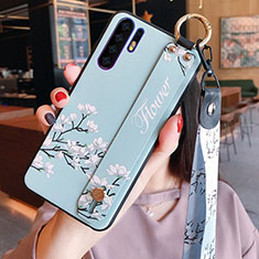 Coque Silicone Fleurs Souple Couleur Unie Etui Housse K02 pour Huawei P30 Pro Cyan