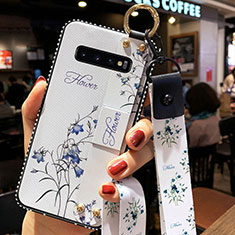 Coque Silicone Fleurs Souple Couleur Unie Etui Housse K02 pour Samsung Galaxy S10 5G Blanc