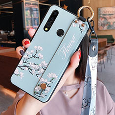 Coque Silicone Fleurs Souple Couleur Unie Etui Housse K03 pour Huawei P Smart+ Plus (2019) Bleu Ciel