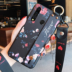 Coque Silicone Fleurs Souple Couleur Unie Etui Housse K03 pour Huawei P Smart+ Plus (2019) Noir