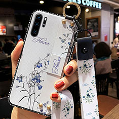 Coque Silicone Fleurs Souple Couleur Unie Etui Housse K04 pour Huawei P30 Pro Blanc