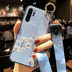 Coque Silicone Fleurs Souple Couleur Unie Etui Housse K04 pour Huawei P30 Pro Bleu Ciel