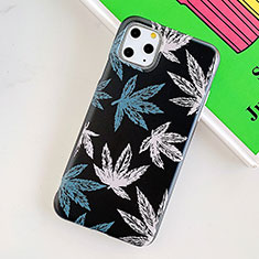 Coque Silicone Fleurs Souple Couleur Unie Etui Housse pour Apple iPhone 11 Pro Max Noir