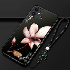 Coque Silicone Fleurs Souple Couleur Unie Etui Housse pour Apple iPhone 12 Mini Marron