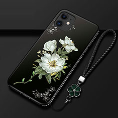 Coque Silicone Fleurs Souple Couleur Unie Etui Housse pour Apple iPhone 12 Noir