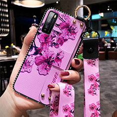 Coque Silicone Fleurs Souple Couleur Unie Etui Housse pour Huawei Enjoy Z 5G Violet