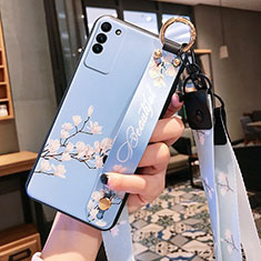 Coque Silicone Fleurs Souple Couleur Unie Etui Housse pour Huawei Honor X10 5G Cyan