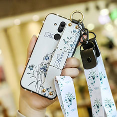 Coque Silicone Fleurs Souple Couleur Unie Etui Housse pour Huawei Mate 20 Lite Blanc