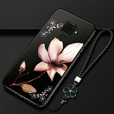 Coque Silicone Fleurs Souple Couleur Unie Etui Housse pour Huawei Nova 5i Pro Marron