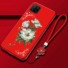 Coque Silicone Fleurs Souple Couleur Unie Etui Housse pour Huawei Nova 6 SE Rouge