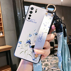 Coque Silicone Fleurs Souple Couleur Unie Etui Housse pour Huawei Nova 7 SE 5G Blanc