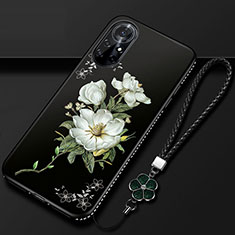 Coque Silicone Fleurs Souple Couleur Unie Etui Housse pour Huawei Nova 8 Pro 5G Noir