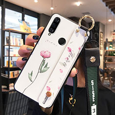 Coque Silicone Fleurs Souple Couleur Unie Etui Housse pour Huawei P30 Lite XL Rose