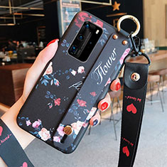 Coque Silicone Fleurs Souple Couleur Unie Etui Housse pour Huawei P40 Pro Rouge