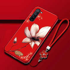 Coque Silicone Fleurs Souple Couleur Unie Etui Housse pour Oppo Find X2 Lite Vin Rouge