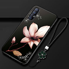 Coque Silicone Fleurs Souple Couleur Unie Etui Housse pour Oppo Find X2 Neo Marron