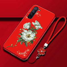 Coque Silicone Fleurs Souple Couleur Unie Etui Housse pour Oppo K7 5G Rouge