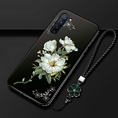 Coque Silicone Fleurs Souple Couleur Unie Etui Housse pour Oppo Reno3 Blanc