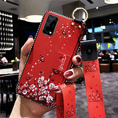 Coque Silicone Fleurs Souple Couleur Unie Etui Housse pour Realme X7 5G Rouge