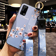 Coque Silicone Fleurs Souple Couleur Unie Etui Housse pour Realme X7 Pro 5G Bleu Clair