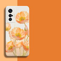 Coque Silicone Fleurs Souple Couleur Unie Etui Housse pour Vivo X70t Orange