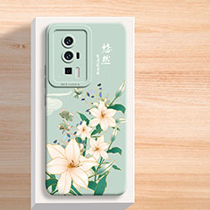 Coque Silicone Fleurs Souple Couleur Unie Etui Housse pour Xiaomi Redmi K60 Pro 5G Vert