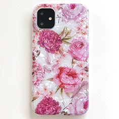 Coque Silicone Fleurs Souple Couleur Unie Etui Housse S01 pour Apple iPhone 11 Rose
