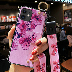 Coque Silicone Fleurs Souple Couleur Unie Etui Housse S01 pour Apple iPhone 12 Violet Clair