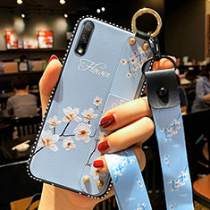 Coque Silicone Fleurs Souple Couleur Unie Etui Housse S01 pour Huawei Enjoy 10 Bleu Ciel