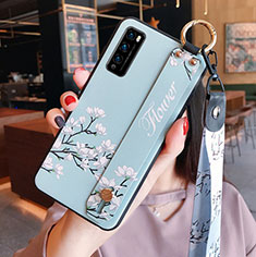 Coque Silicone Fleurs Souple Couleur Unie Etui Housse S01 pour Huawei Enjoy Z 5G Cyan