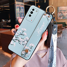 Coque Silicone Fleurs Souple Couleur Unie Etui Housse S01 pour Huawei Honor X10 5G Cyan