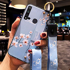 Coque Silicone Fleurs Souple Couleur Unie Etui Housse S01 pour Huawei Nova 5i Bleu Ciel