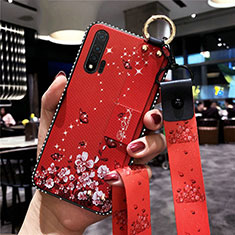 Coque Silicone Fleurs Souple Couleur Unie Etui Housse S01 pour Huawei Nova 6 5G Rouge