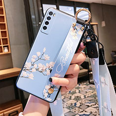 Coque Silicone Fleurs Souple Couleur Unie Etui Housse S01 pour Huawei Nova 7 5G Bleu Ciel