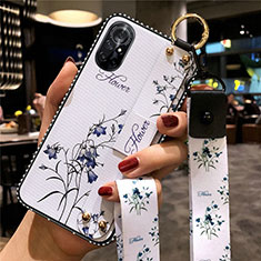 Coque Silicone Fleurs Souple Couleur Unie Etui Housse S01 pour Huawei Nova 8 5G Blanc