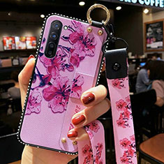 Coque Silicone Fleurs Souple Couleur Unie Etui Housse S01 pour Oppo K7 5G Violet