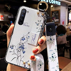 Coque Silicone Fleurs Souple Couleur Unie Etui Housse S01 pour Oppo Reno3 Blanc