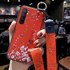 Coque Silicone Fleurs Souple Couleur Unie Etui Housse S01 pour Oppo Reno3 Rouge