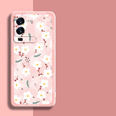 Coque Silicone Fleurs Souple Couleur Unie Etui Housse S01 pour Vivo V25 Pro 5G Rose