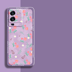 Coque Silicone Fleurs Souple Couleur Unie Etui Housse S01 pour Vivo V25 Pro 5G Violet Clair